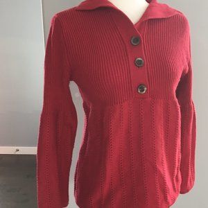 J. Jill Deep Red Cotton Angora Bell Sleeve Sweater